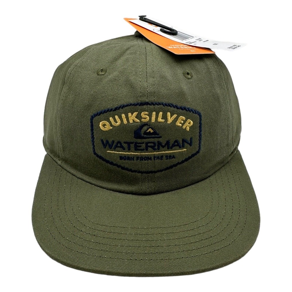 NWT Quiksilver Waterman Green Tipper Born From The Sea Strapback Hat‎ Cap